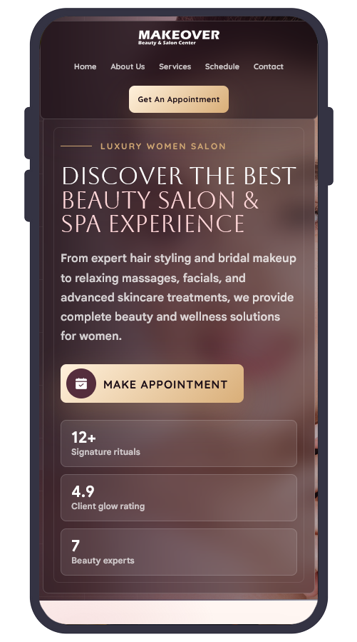Salon booking website preview